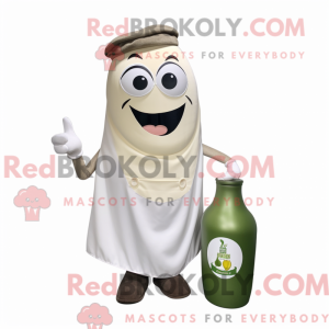 Mascot character of a Olive Bottle Of Milk dressed with a Tank Top and Pocket squares