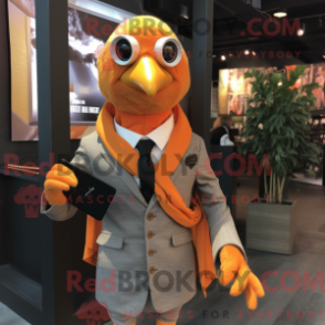 Mascot character of a Orange Pigeon dressed with a Suit and Scarf clips