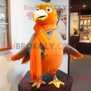 Mascot character of a Orange Pigeon dressed with a Suit and Scarf clips