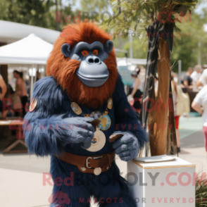 Mascot character of a Navy Orangutan dressed with a Shorts and Earrings