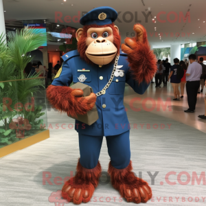 Mascot character of a Navy Orangutan dressed with a Shorts and Earrings