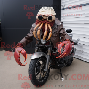 Mascot character of a Hermit Crab dressed with a Biker Jacket and Ties