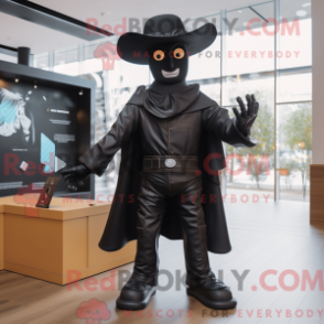 Mascot character of a Black Cowboy dressed with a Suit Jacket and Gloves