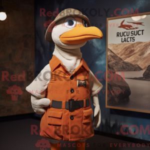 Mascot character of a Rust Seagull dressed with a Waistcoat and Berets