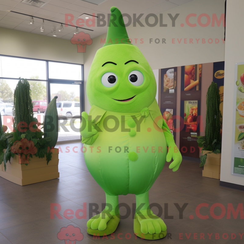Mascot character of a Lime Green Spinach dressed with a Dress Pants and Necklaces