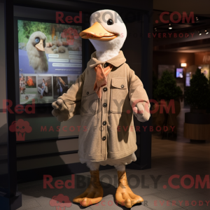 Mascot character of a Tan Geese dressed with a T-Shirt and Scarf clips