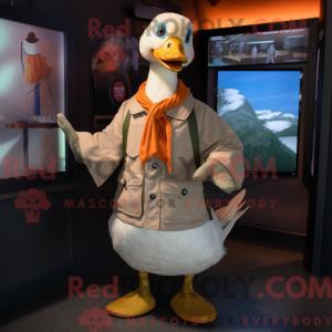 Mascot character of a Tan Geese dressed with a T-Shirt and Scarf clips