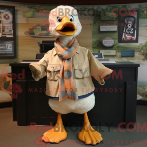 Mascot character of a Tan Geese dressed with a T-Shirt and Scarf clips