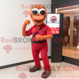 Mascot character of a Red Snake dressed with a Chinos and Smartwatches