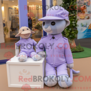 Mascot character of a Lavender Special Air Service dressed with a Polo Shirt and Watches
