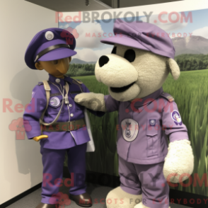 Mascot character of a Lavender Special Air Service dressed with a Polo Shirt and Watches