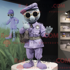 Mascot character of a Lavender Special Air Service dressed with a Polo Shirt and Watches