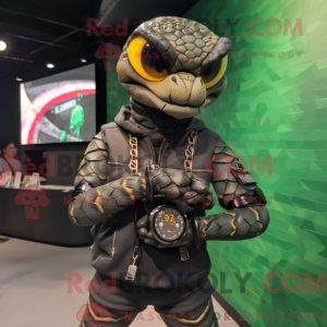 Mascot character of a Anaconda dressed with a Biker Jacket and Smartwatches
