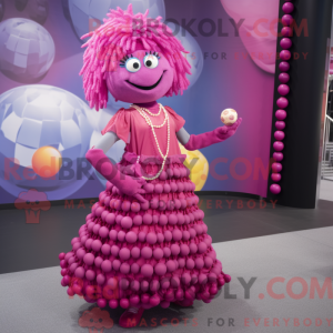 Mascot character of a Magenta Aglet dressed with a Ball Gown and Bracelets