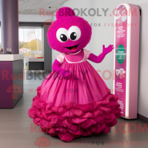 Mascot character of a Magenta Aglet dressed with a Ball Gown and Bracelets
