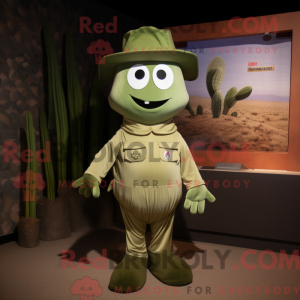 Mascot character of a Olive Ghost dressed with a Polo Shirt and Cummerbunds