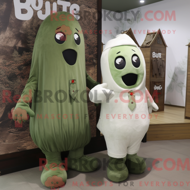 Mascot character of a Olive Ghost dressed with a Polo Shirt and Cummerbunds