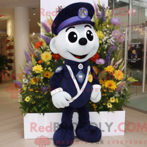 Mascot character of a Navy Bouquet Of Flowers dressed with a Vest and Necklaces