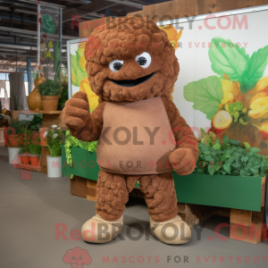 Mascot character of a Brown Cauliflower dressed with a Sweatshirt and Foot pads