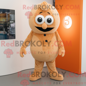 Mascot character of a Tan Orange dressed with a Bodysuit and Earrings