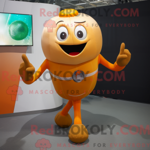 Mascot character of a Tan Orange dressed with a Bodysuit and Earrings