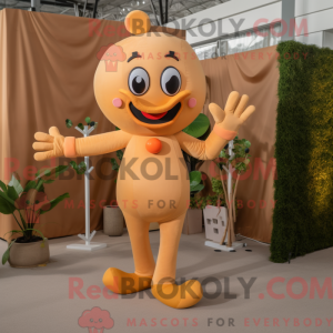 Mascot character of a Tan Orange dressed with a Bodysuit and Earrings