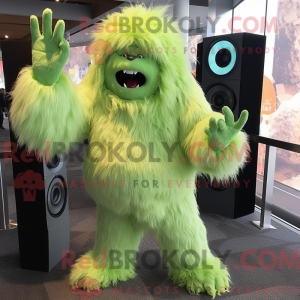 Mascot character of a Lime Green Yeti dressed with a Bodysuit and Cummerbunds