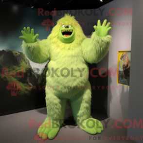 Mascot character of a Lime Green Yeti dressed with a Bodysuit and Cummerbunds