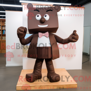 Mascot character of a Brown Chocolate Bar dressed with a Shorts and Bow ties