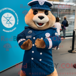 Mascot character of a Navy Marmot dressed with a Poplin Shirt and Smartwatches