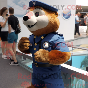 Mascot character of a Navy Marmot dressed with a Poplin Shirt and Smartwatches
