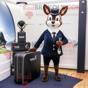Mascot character of a Navy Roe Deer dressed with a Tuxedo and Briefcases