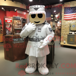 Mascot character of a White American Soldier dressed with a Empire Waist Dress and Headbands