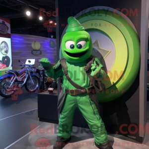 Mascot character of a Green Eggplant dressed with a Moto Jacket and Bracelet watches