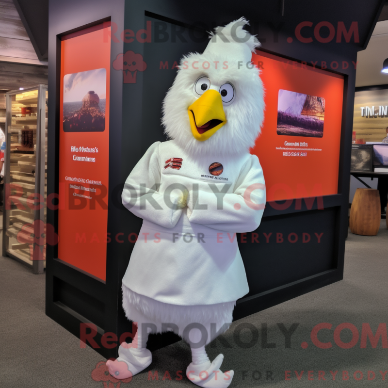 Mascot character of a White Chicken Parmesan dressed with a Chinos and Cummerbunds