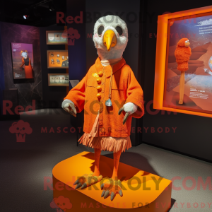 Mascot character of a Orange Pigeon dressed with a Cover-up and Anklets
