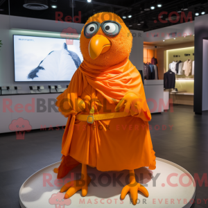 Mascot character of a Orange Pigeon dressed with a Cover-up and Anklets