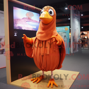 Mascot character of a Orange Pigeon dressed with a Cover-up and Anklets