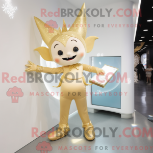 Mascot character of a Gold Tooth Fairy dressed with a Bodysuit and Clutch bags