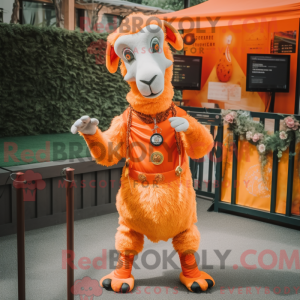 Mascot character of a Orange Goat dressed with a Cover-up and Bracelets