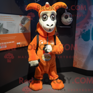 Mascot character of a Orange Goat dressed with a Cover-up and Bracelets