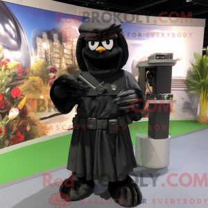 Mascot character of a Black Sniper dressed with a Wrap Skirt and Gloves