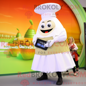 Mascot character of a Cream Onion dressed with a Culottes and Digital watches