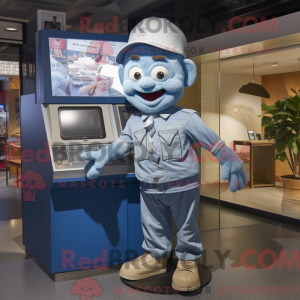 Mascot character of a Silver Television dressed with a Chambray Shirt and Cummerbunds