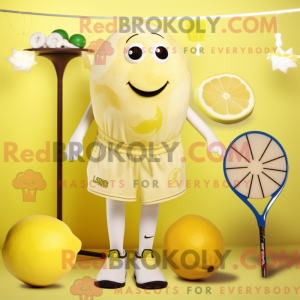 Mascot character of a Beige Lemon dressed with a Swimwear and Earrings