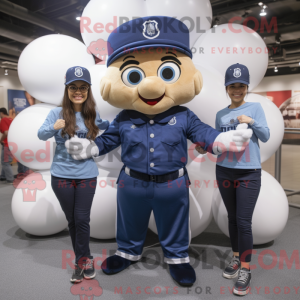 Mascot character of a Navy Juggle dressed with a Mom Jeans and Beanies