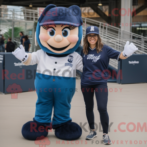 Mascot character of a Navy Juggle dressed with a Mom Jeans and Beanies