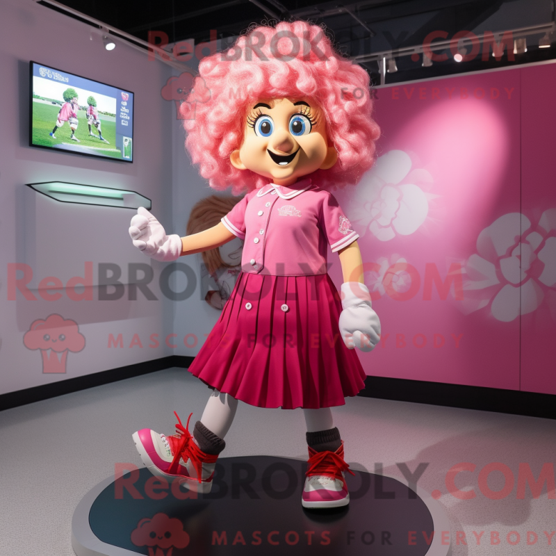 Mascot character of a Pink Irish Dancing Shoes dressed with a Polo Tee and Hairpins