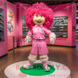 Mascot character of a Pink Irish Dancing Shoes dressed with a Polo Tee and Hairpins