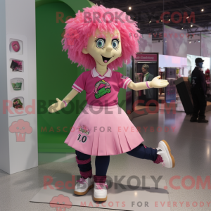 Mascot character of a Pink Irish Dancing Shoes dressed with a Polo Tee and Hairpins